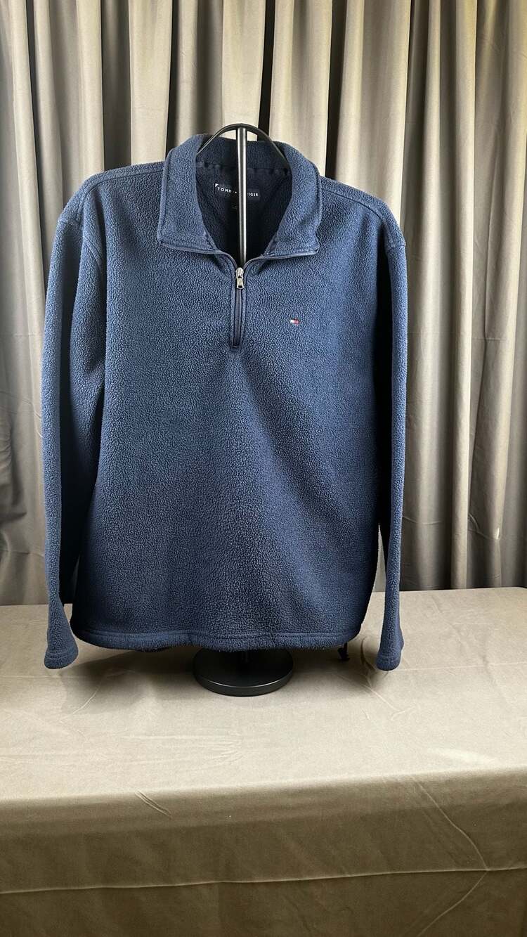 Tommy Hilfiger Quarter-Zip Fleece Pullover Size L Navy Blue
